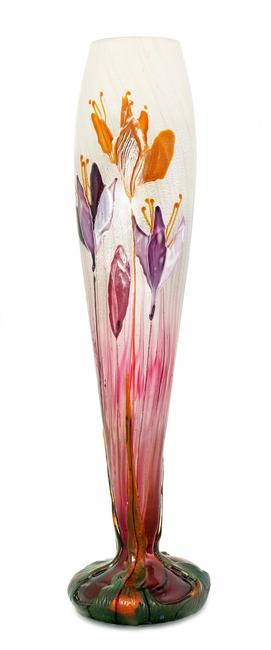 This stunning and rare marqueterie de verre glass vase by Emile Galle sold for $89,600 at the October 29 auction.