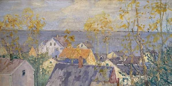 GARVEY RITA ART & ANTIQUES: Caleb Arnold Slade (1882-1961) Provincetown Rooftops.  Oil on canvas, 24 x 30 inches.  