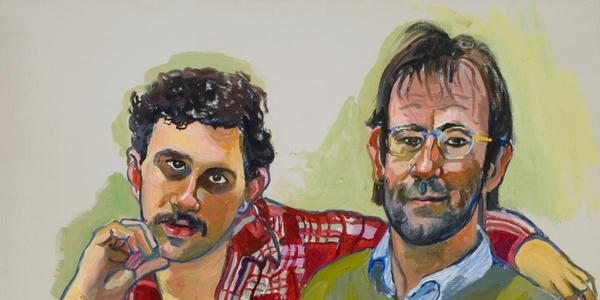 Alice Neel (America, 1900-1984).  Geoffrey Hendricks and Brian, 1978.  Oil on canvas.  San Francisco Museum of Modern Art, Purchase, by exchange, through an anonymous gift.  © The Estate of Alice Neel