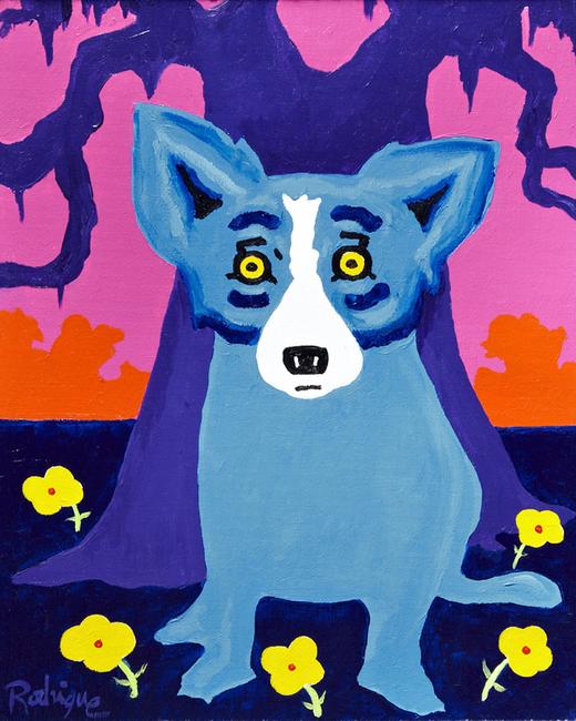 Acrylic on canvas by George Rodrigue (New Orleans, 1944-2013), titled Springtime in Louisiana (est.  $30,000-$40,000).