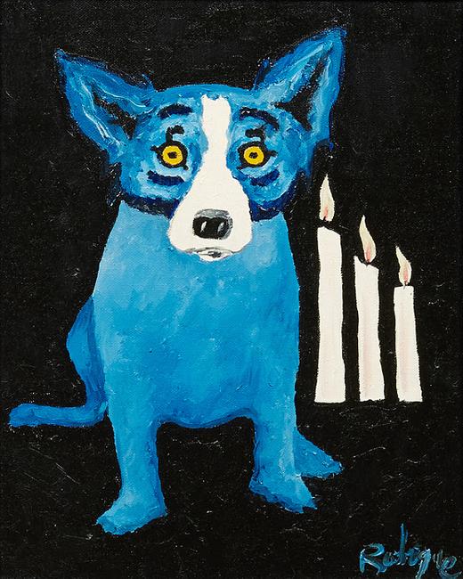 Original oil on canvas painting by George Rodrigue (Louisiana, 1944-2013) from the artist’s famous Blue Dog series, titled Flames of Hope (1992), signed and titled (est.  $20,000-$40,000).  