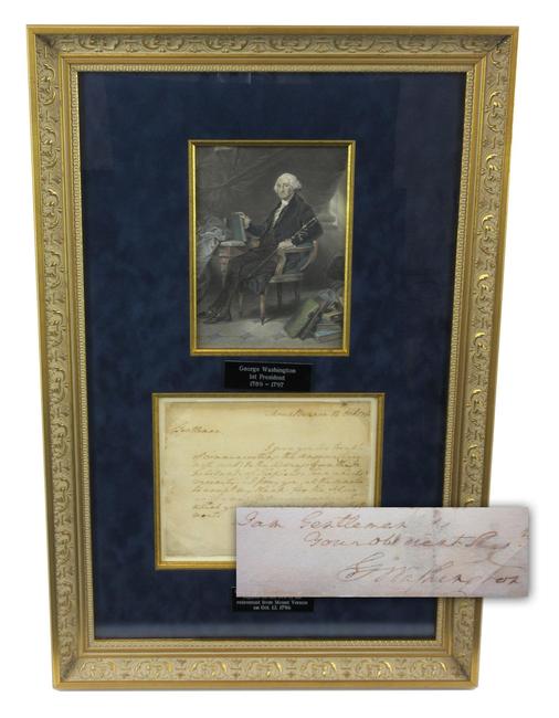 One-page letter signed by George Washington just a few months prior to his retirement from his second presidential term, on Oct.  12, 1796 (est.  $13,000-$14,000).