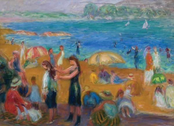 Oil on board painting by William Glackens (Am., 1870-1938), titled The Bathers, unsigned (est.  $250,000-$350,000).