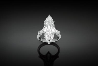 This amazing 8.03 Golconda Diamond is Internally Flawless and cut in a luxurious marquise shape.