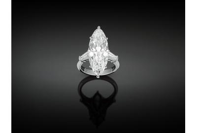 This amazing 8.03 Golconda Diamond is Internally Flawless and cut in a luxurious marquise shape.