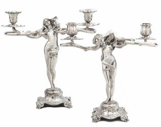 Gorham sterling silver Art Nouveau candelabras, from the 1904 St.  Louis World's Fair (est.  $15,000-$25,000).