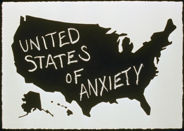 Scott Grieger, United States of Anxiety, 33.5" x 46", chalkboard paint on paper, 1995