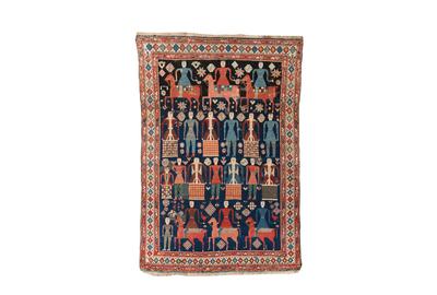 KUBA PICTORIAL RUG, Caucasus, second half 19th century; 5 ft.  7 in.  x 3 ft.  11 in., estimate: $15,000-25,000