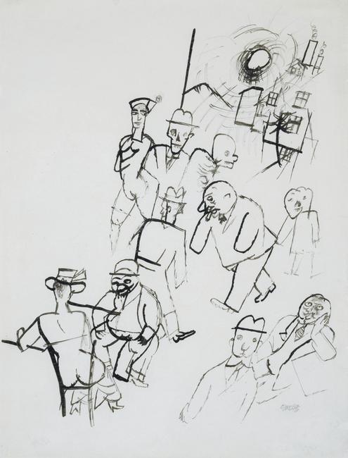 George Grosz 22 3/4 x 17 1/4 in.  (57.8 x 43.8 cm) Ink drawing on paper