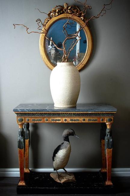 Gustavian console table with marble top