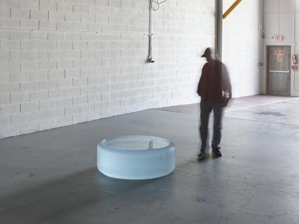 Roni Horn Untitled ("Here I feel movement without definition, without edges.  The stones go by like the hours.") 2016 Solid cast glass with as-cast surfaces with oculus Height: 38 cm / 15 in Diameter: 106.7 cm / 42 in Photo: Tom Powel Imaging 