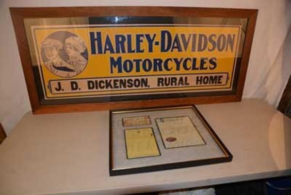 This 1916 Harley-Davidson single-sided cardboard sign in great condition fetched $8,800.