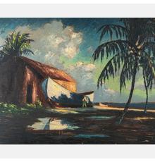 Oil on canvas board Harold Newton (1934-1994), a founding member of the Florida Highwaymen, a group of African American landscape painters, titled Beach Scene (est.  $20,000-$40,000).