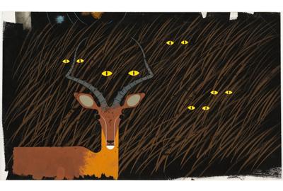 Charley Harper (1922–3007), United States, Gazelle in the Grass (Nighttime), circa 1961, gouache, Museum Purchase: Bequest of Mr.  and Mrs.  Walter J.  Wichgar, 2008.16, © Estate of Charley Harper