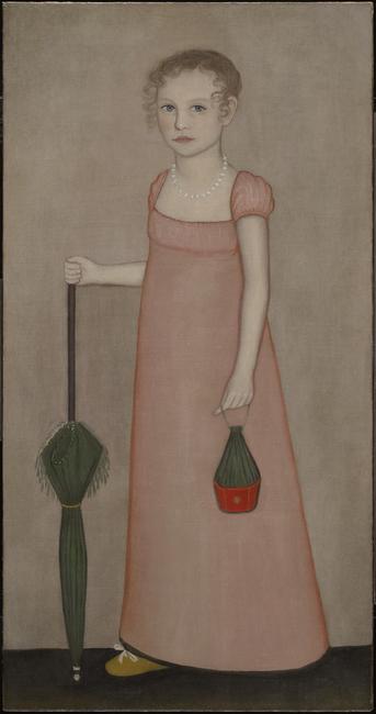 Ammi Phillips (American, 1788–1865), Harriet Campbell, c.  1815.  Oil on canvas.  Clark Art Institute.  Gift of Oliver Eldridge in memory of Sarah Fairchild Anderson, teacher of art, North Adams Public Schools, daughter of Harriet Campbell, 1991.8