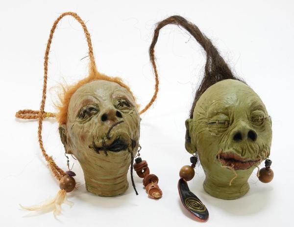 Two prototype shrunken heads from Universal Studios’ Wizarding World of Harry Potter theme park, made circa 2015, to be sold as one lot.  Estimate: $800-$1,200.