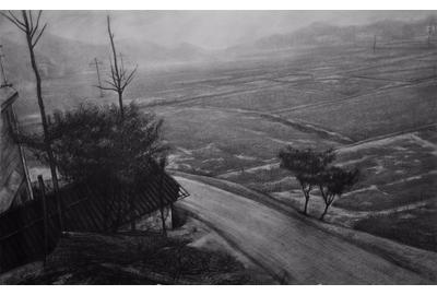 He Chunqing, Rural Area (乡野), Charcoal on Paper, 26.38'' x 41.73''