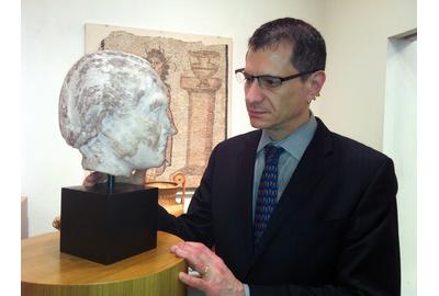 Co-Owner, Joseph Coplin, stands with Empress Herennia Etruscilla, Augusta to the emperor Trajan Decius, AD 249-251.  Carrara marble, finest workmanship, extraordinarily rare and important.  American private collection, 1999.