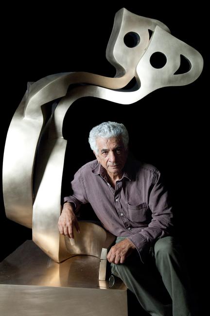 Parviz Tanavoli with his Heech Lovers, 2007.  Bronze sculpture.  Private Collection.  Courtesy of the artist.  