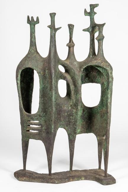 Belplast work by non-objective sculptor Helen Beling (American, 1914-2001), titled Crenellated and Arched, 48 inches tall by 35 ½ inches wide (est.  $4,000-$6,000).