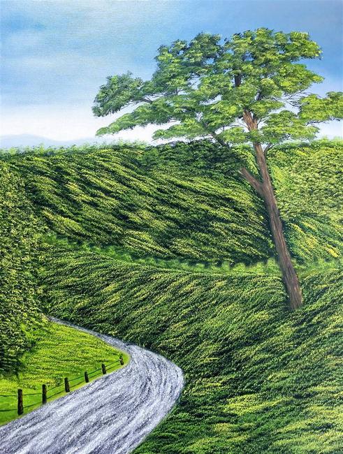 Hezekiah Baker, A Country Road, Acrylic & Oil on Canvas, 18'' x 24''