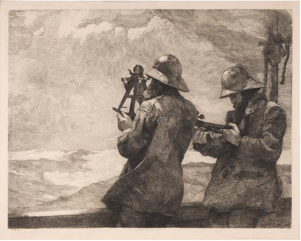 Winslow Homer (1836-1910) Eight Bells, 1887 Etching on simulated vellum, a type of Japan paper 17 1/4 x 24 5/8 inches 43.8 x 62.5 cm Signed in pencil lower right margin: Winslow Homer 