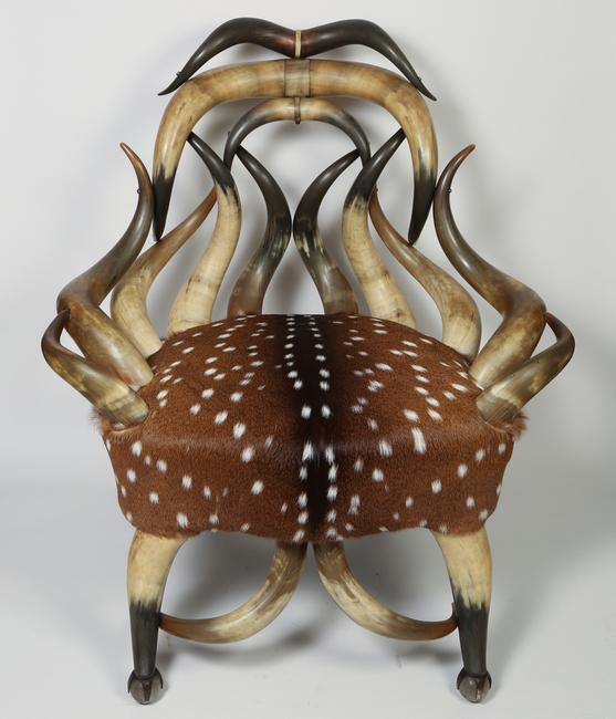 19th century American Horn and Hide Armchair