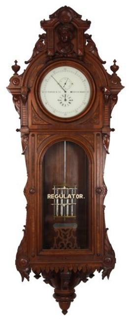 This E.  Howard & Company No.  47 wall-hanging astronomical regulator clock sold for a record $356,950 at Fontaine's Auction Gallery.