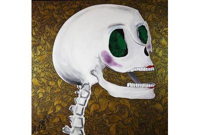 Hugo Ximello-Salido, Catrina Esmeralda, Acrylic & Ink on Canvas, 36'' x 36''