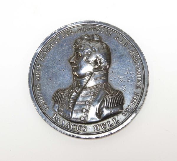 1812 silver medal presented by the U.S.  Congress to Lt.  Alexander Scammel Wadsworth, for gallantry in the naval battle USS Constitution vs.  HMS Guerriere (estimate: $20,000-$30,000).