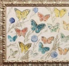 Neo-expressionist painting by Hunt Slonem (American, b.  1951), titled Butterfly’s (2003), 30 inches by 40 inches, done in Slonem’s unmistakable sgraffito technique (est.  $8,000-$12,000).