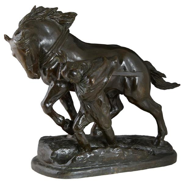 Early 20th century patinated bronze sculpture by Anna Vaughn Hyatt Huntington (American, 1876-1973), titled L’Orage (The Storm), 15 ½ inches tall (est.  $30,000-$50,000).