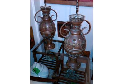 A great pair of vintage oversized copper lamps