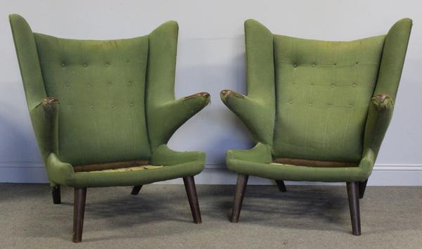 Pair of vintage Papa Bear Chairs by Hans Wegner.  