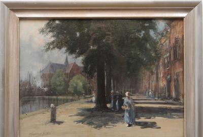 Francis Hopkinson Smith (American 1838 - 1915): AMSTERDAM - Water color, 19x 26 inches/Signed lower left 