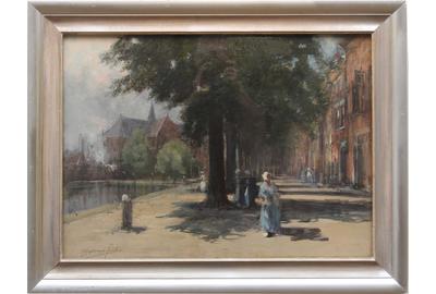 Francis Hopkinson Smith (American 1838 - 1915): AMSTERDAM - Water color, 19x 26 inches/Signed lower left 