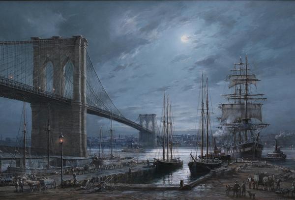 MOONLIGHT ~ NEW YORK By Dusan Kadlec Oil on canvas 28 By 38