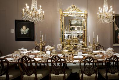 A glittering tablescape in M.S.  Rau Antiques' exhibition, Aristocracy: Luxury and Leisure in Britain