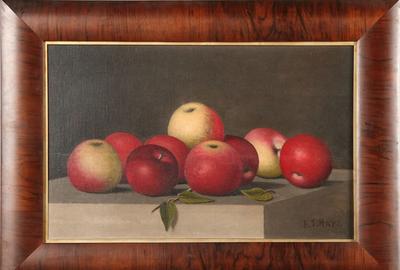 Barton Stone Hays (American 1826 – 1914): Still Life of Apples - Oil on canvas, 14 x 22 inches / Signed lower right