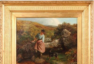 EDWARD HOLMES (BRITISH, DIED 1893) LEADING THE WAY Oil on canvas, 17 x 21 inches / Signed lower left