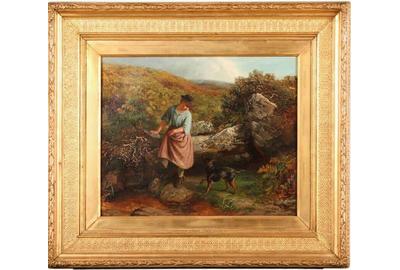 EDWARD HOLMES (BRITISH, DIED 1893) LEADING THE WAY Oil on canvas, 17 x 21 inches / Signed lower left