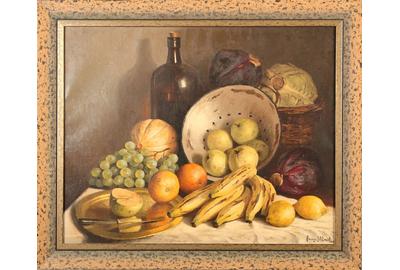 George Washington Drew (American 1875 - 1968): Still Life with Fruit, 1927 - Oil on canvas, 24 x 30 inches / Signed and dated lower right