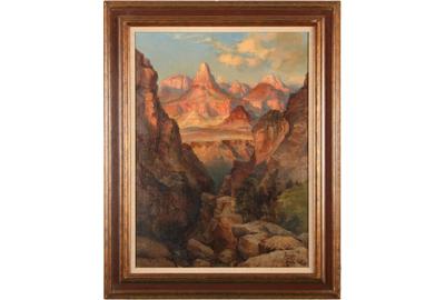 William Henry Ahrendt (American, born 1933): The Grand Canyon (after Thomas Moran) - Oil on canvas, 31 x 23 inches / Signed Ahrendt nach Moran lower right