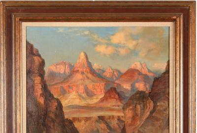 William Henry Ahrendt (American, born 1933): The Grand Canyon (after Thomas Moran) - Oil on canvas, 31 x 23 inches / Signed Ahrendt nach Moran lower right