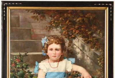 A.  SCHEIFERDECKER (19TH CENTURY GERMAN OR AUSTRIAN SCHOOL) VICTORIAN GIRL WITH FLOWERS Oil on canvas, 28.5 x 22 inches / Signed lower right