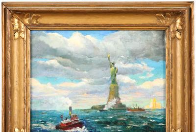 Louis- Lionel Stern (American, born 1901): Statue of Liberty - Oil on canvas, 8 x 10 inches / Signed lower right 