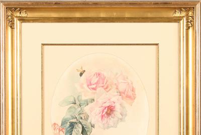  Paul de Longpre (American 1855 – 1911) ( aka P.  de Longpre ): Victorian Roses, 1902 - Watercolor, 15.75 x 12.75 inches / Signed and dated lower left