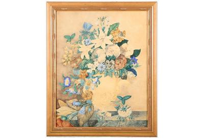 A.T.  SMITH (19TH CENTURY) STILL LIFE OF FLOWERS Watercolor / Signed lower right