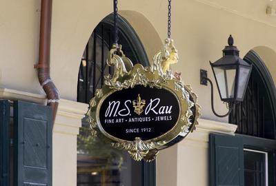 M.S.  Rau Gallery Sign