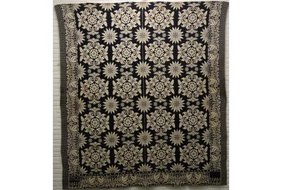 LADY'S FANCY pattern jacquard coverlet woven by Jaboc Impson, New York State, 1838